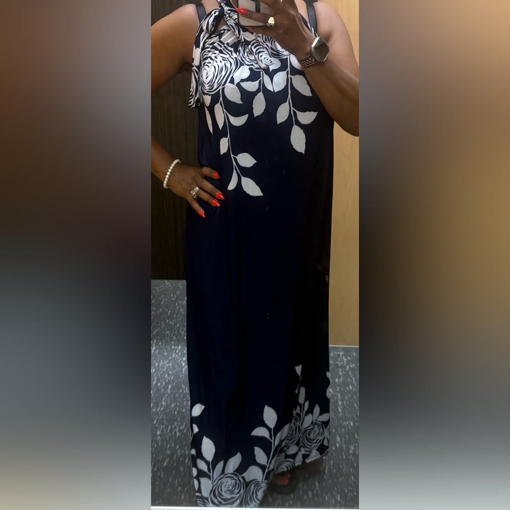 Seven Islands Navy Floral Maxi Dress – XL – NWT